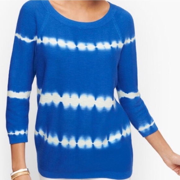 TALBOTS | NWT Women’s Biscayne Cobalt Blue Tie-Dye Sweater Size S - Picture 2 of 7